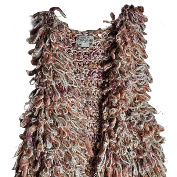 Anthropologie Hand knit vest by Dollie Boho 60's brown cream green size xs/s - Picture 2 of 10